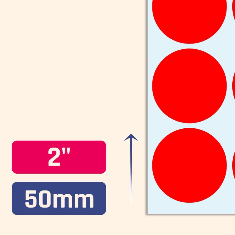 TownStix 2" Round Color Coding Circle Sticker Labels - Red, Pack of 240 - Image 2